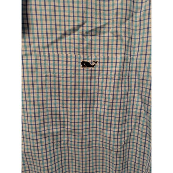 Vineyard Vines Whale Blue Check Button Long Sleeve Cotton Size Large - Picture 4 of 8